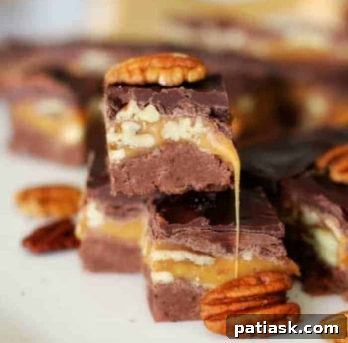 Sea Salt Turtle Fudge with Chocolate and Caramel Pecans 1 featured 11519