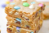 Springtime M&M Chocolate Chip Blondie Bars