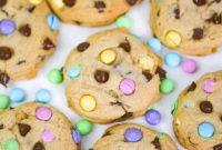 Colorful Easter M and M Chocolate Chip Cookies