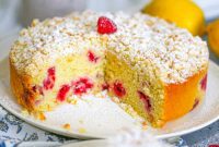 Tangy Lemon Raspberry Crumble Cake