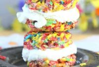 Crunchy Fruity Pebbles Ice Cream Sandwiches