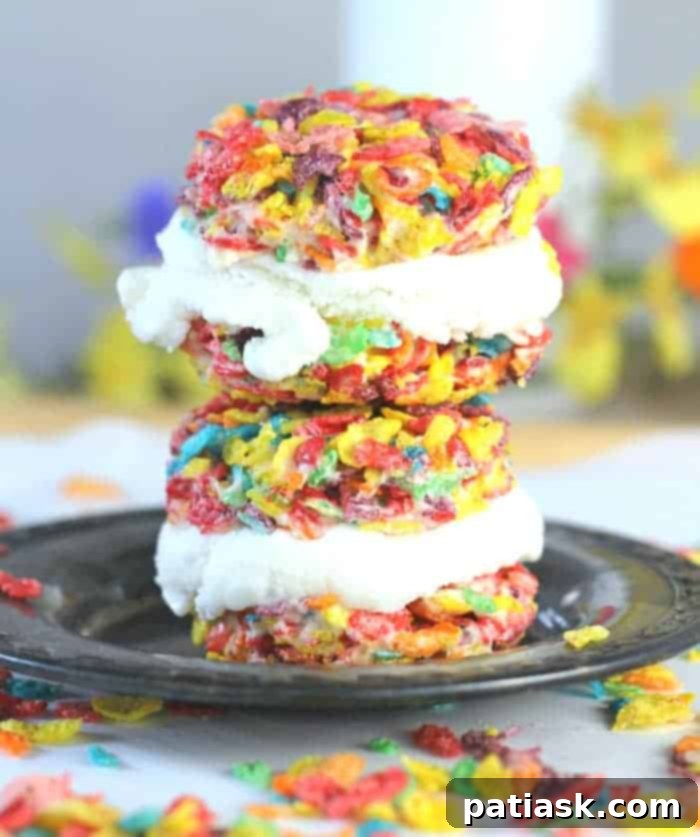 Crunchy Fruity Pebbles Ice Cream Sandwiches 1 featured 21079