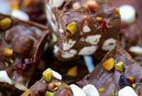 Midnight Rocky Road Fudge with Cherry and Pistachio Stars