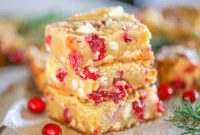 Festive Cranberry White Chocolate Blondies