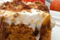 Decadent Pumpkin Butter Pecan Poke Cake
