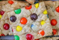 Rainbow M&M Cookie Bars
