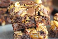 Decadent Fudgy Snickers Brownies