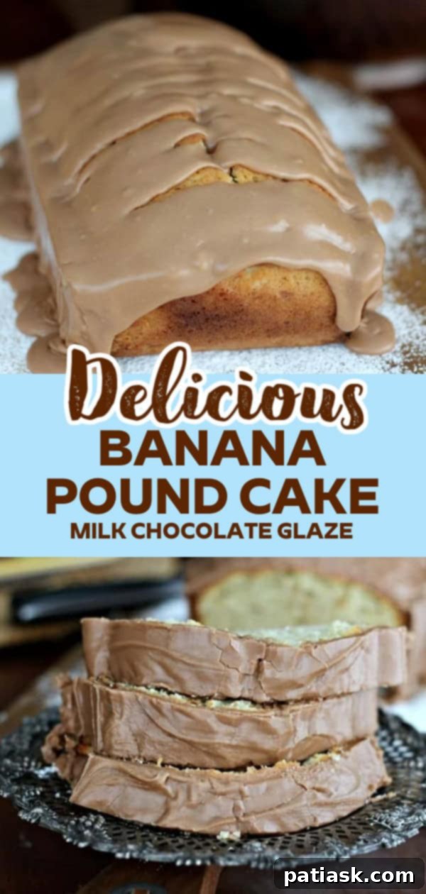Decadent Banana Pound Cake with Rich Milk Chocolate Glaze 9 Summer dessert - Banana Pound Cake with Milk Chocolate Glaze close up