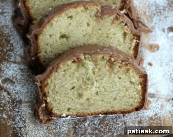 Decadent Banana Pound Cake with Rich Milk Chocolate Glaze 4 Moist and delicious banana pound cake loaf