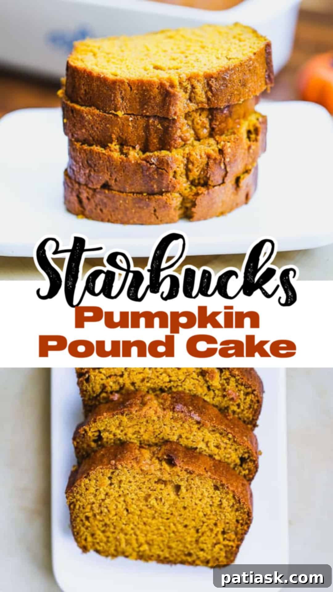 Starbucks Pumpkin Pound Cake Copycat Recipe 11 Top-down view of Starbucks Copycat Pumpkin Pound Cake