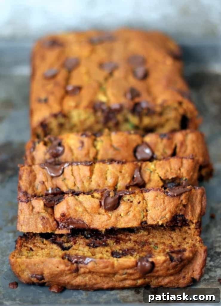 20 Pumpkin Bread Masterpieces for Autumn 10 Healthy pumpkin zucchini chocolate chip bread, a moist and flavorful loaf for a wholesome treat.