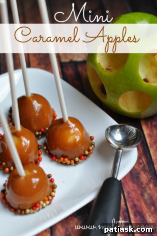 Cute Mini Caramel Apples on Sticks