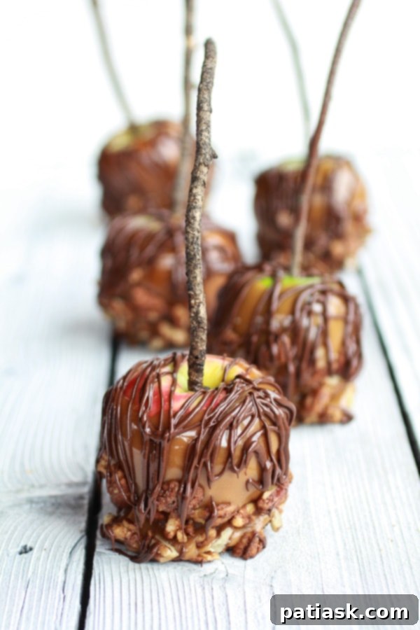 Sweet and Salty Bourbon Cinnamon Pecan Caramel Apples