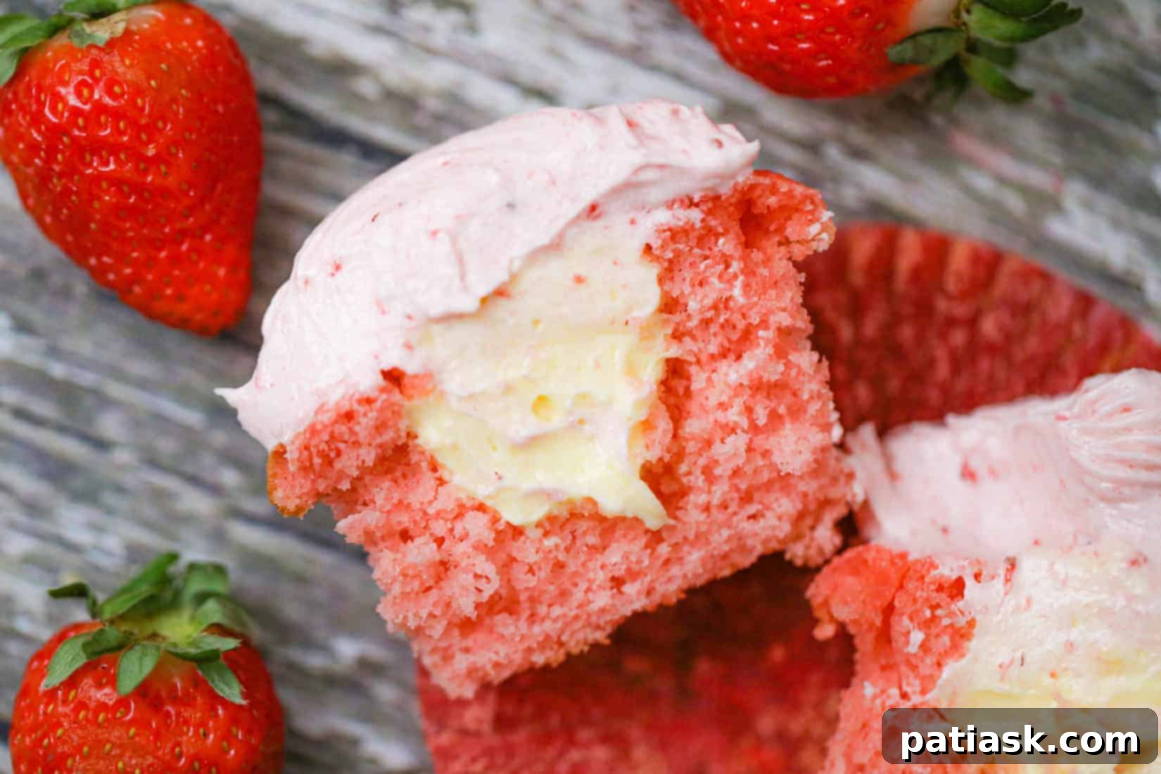 Decadent Strawberry Cheesecake Cupcakes 3 Strawberry Filled Cupcakes cream cheese