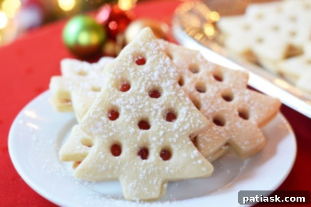 40 Festive Christmas Tree Delights 3 Raspberry Filled Christmas Tree Cookies