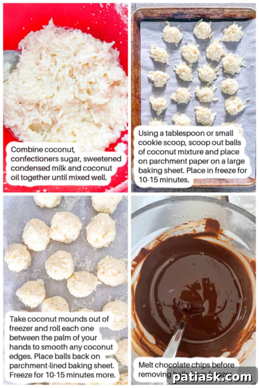 Visual guide for making Chocolate Coconut Truffles