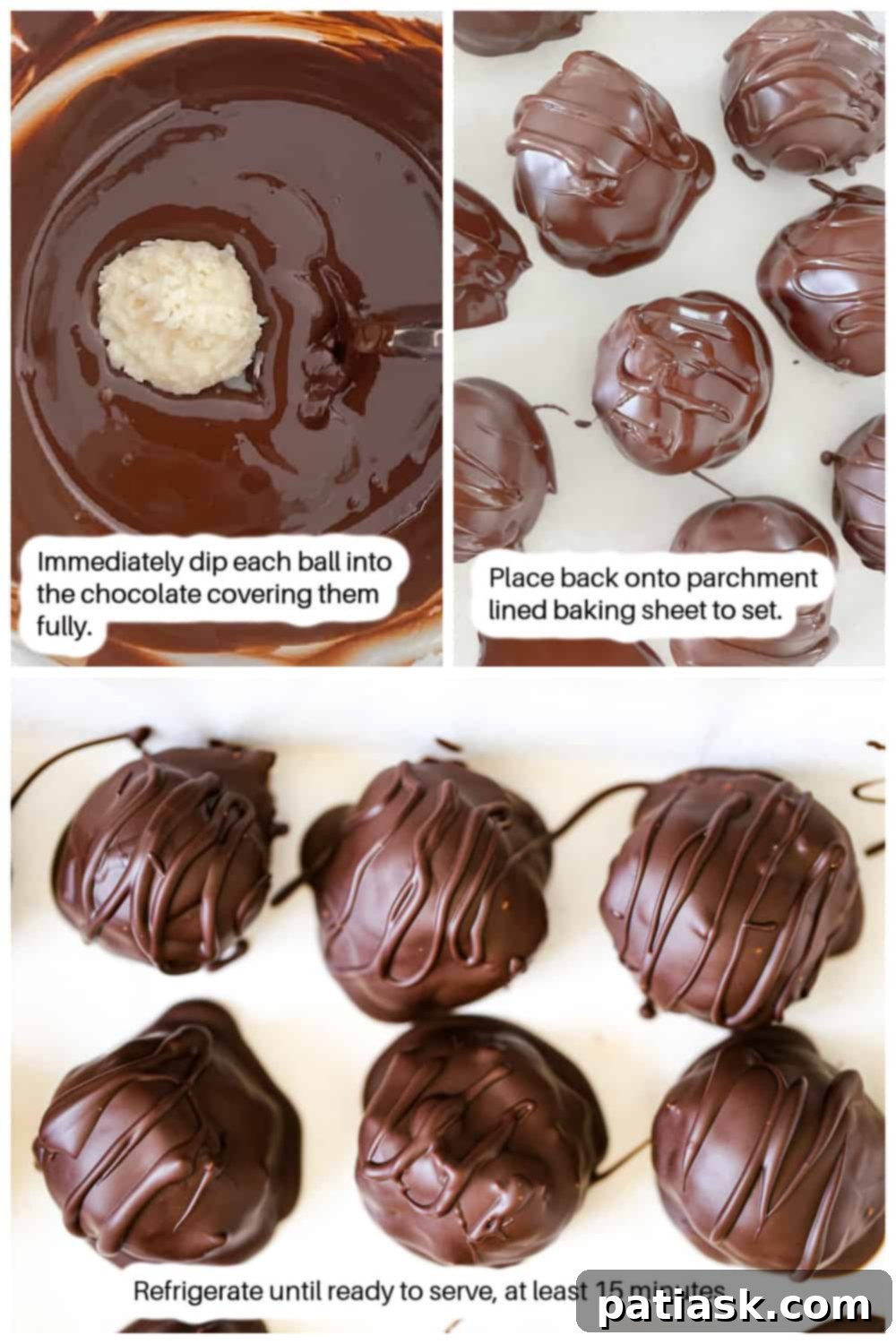 Another visual guide for dipping Chocolate Coconut Truffles