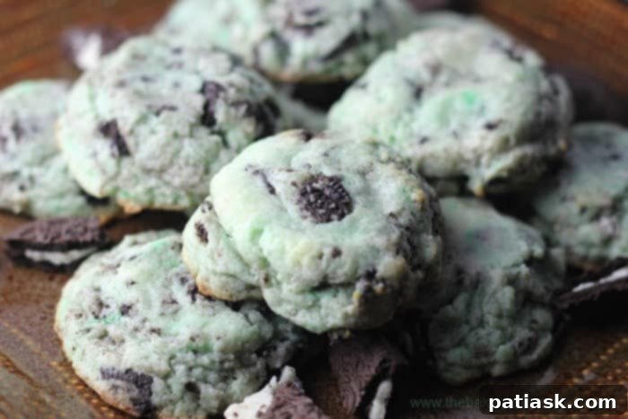 Holiday Oreo Cream Cheese Cookies freshly baked and stacked