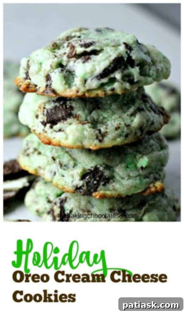 A festive display of Holiday Oreo Cream Cheese Cookies on a white serving plate