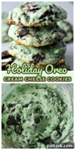 Stack of Holiday Oreo Cream Cheese Cookies ready to be served