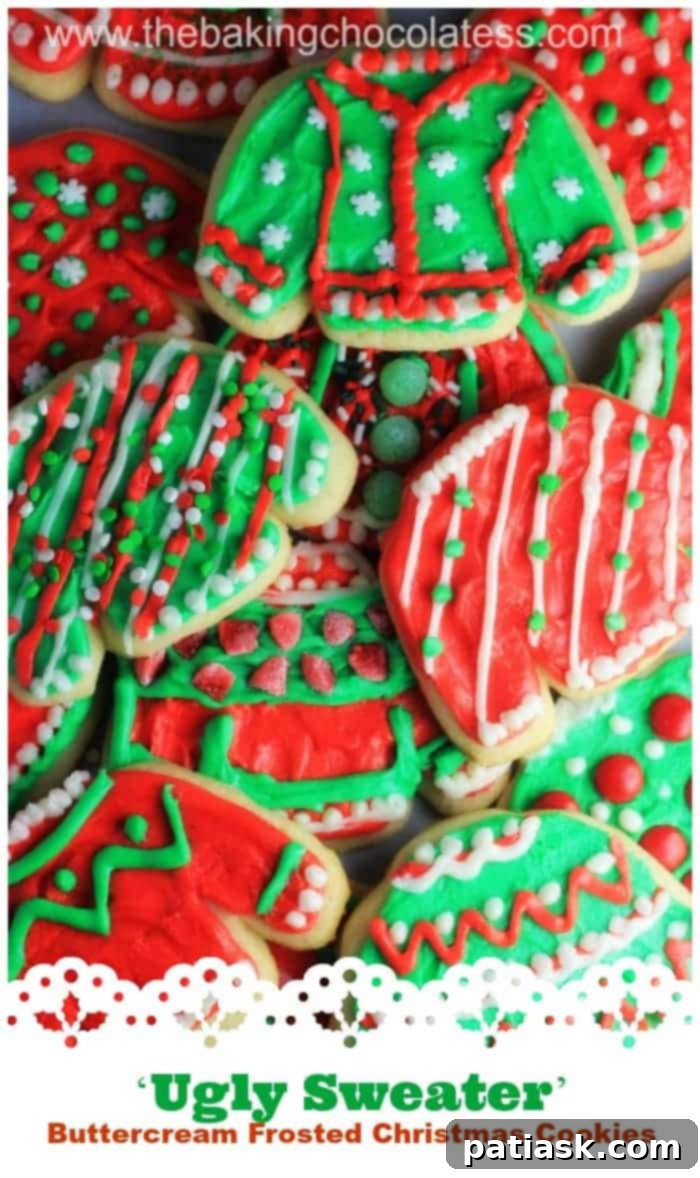 Festive & Funky Ugly Sweater Cookies 6 Ugly Sweater Buttercream Frosted Christmas sugar Cookies recipe ideas