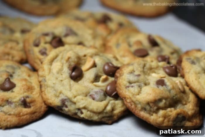 Gourmet Milk Chocolate Cashew Cookies 4 Stacked milk chocolate cashew cookies with visible chocolate chips and nuts, emphasizing their inviting texture.