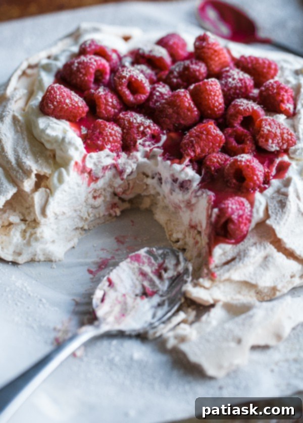 Fresh Raspberry Curd & Vanilla Whipped Pavlova - a truly divine dessert recipe