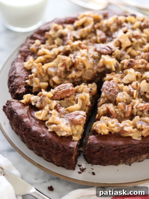 German Chocolate Brownie Pie - fudgy, nutty, and irresistible dessert