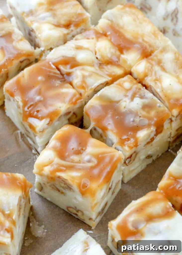 White Chocolate Caramel Fudge - creamy, nutty, and delightful dessert