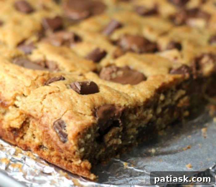Close-up of Chunky Monkey Peanut Butter Cup Banana Blondies