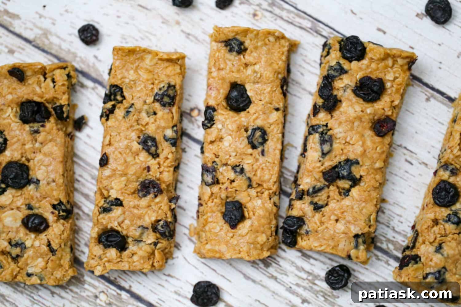 Healthy fruit granola bars arranged beautifully