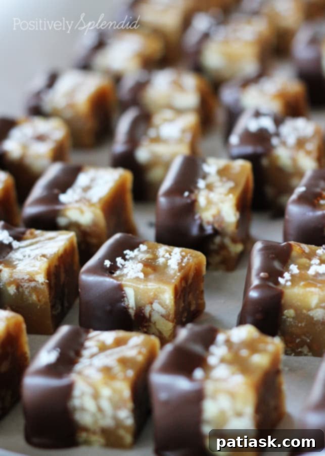 fours-candy-2 Exquisite Four Candy Recipe from Positively Splendid, featuring salted caramels with chocolate and pecans, perfect for Valentine's.