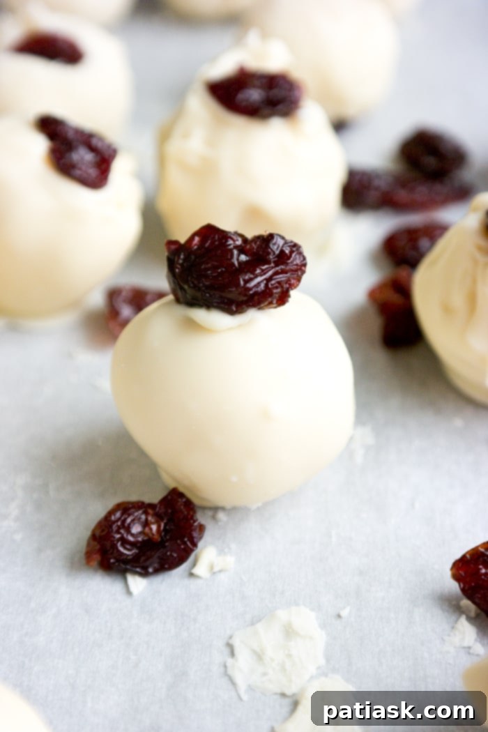 white-chocolate-cherry-truffle-1 White Chocolate Cherry Truffles from The Sugar Coated Cottage, a dreamy and sophisticated Valentine's dessert.