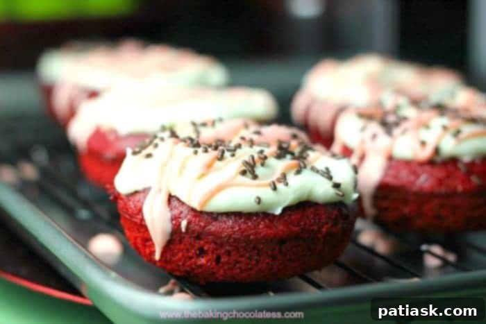 Decadent Red Velvet Donuts 4 Collection of Red Velvet Cake Mix Donuts with Cream Cheese Frosting, beautifully decorated.