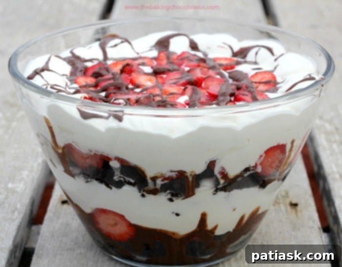 Decadent Strawberry Brownie Trifle 3 Chocolate Covered Strawberry Brownie Trifle Delight - Close Up