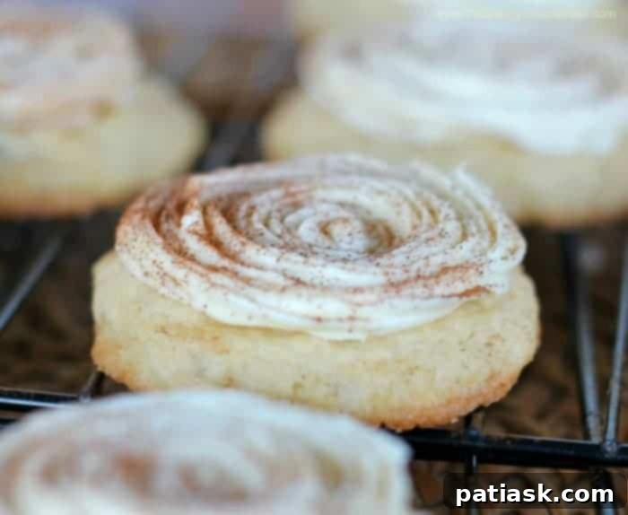 Cream Cheese Frosted Cinnamon Bun Cookies, perfectly baked with swirls of frosting.
