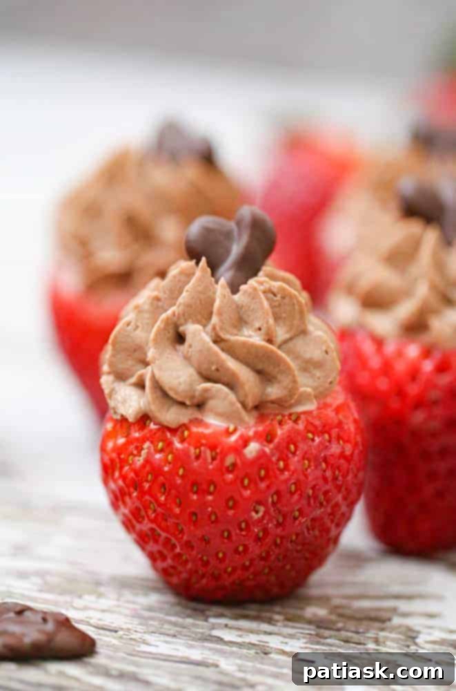 10 Romantic Valentine's Day Delights 5 OMG Chocolate Cheesecake Stuffed Strawberries, decadent and elegant bite-sized treats perfect for romance.