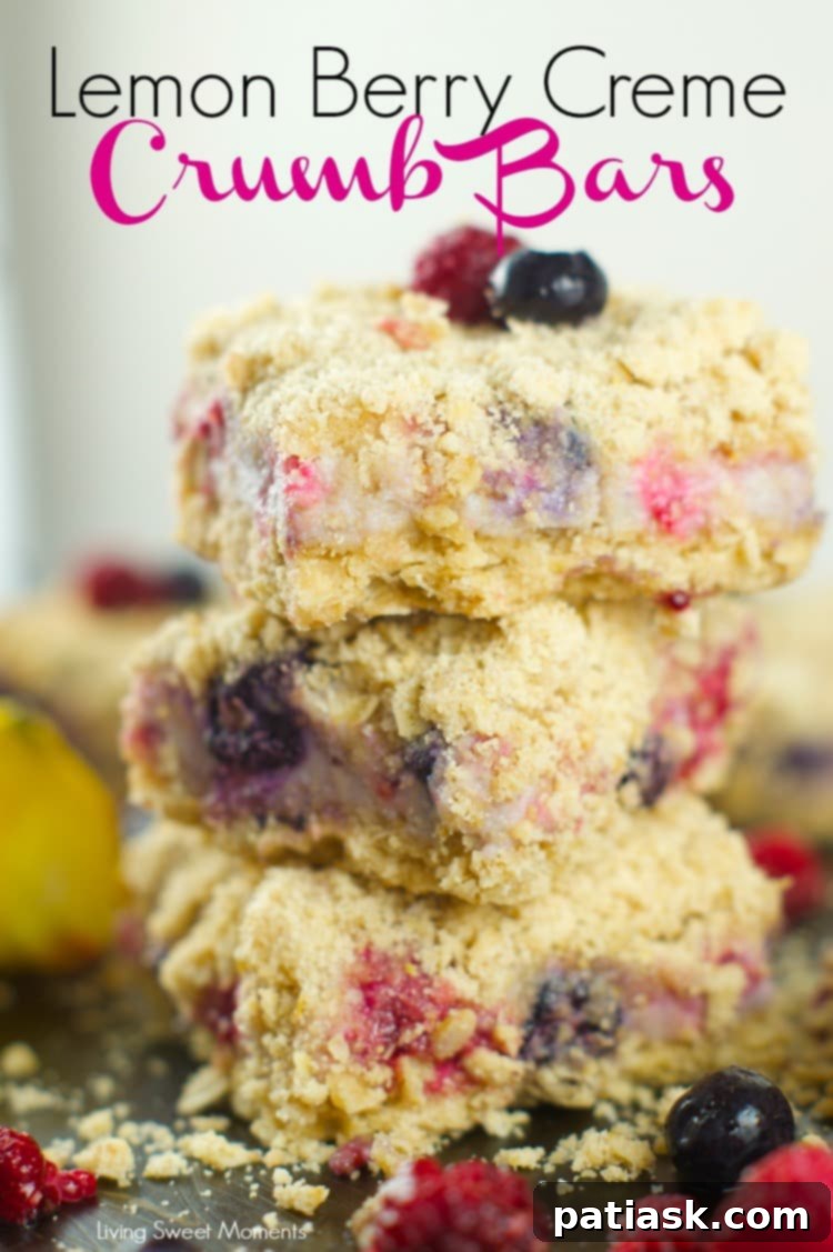 15 Irresistible Lemon & Berry Treats 6 Lemon Berry Crumb Bars @ Living Sweet Moments
