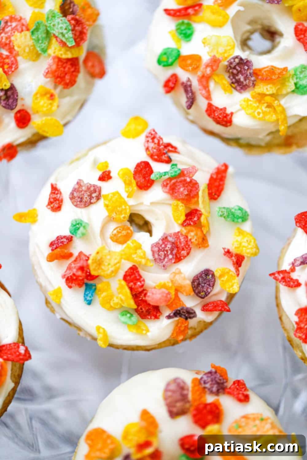 Fruity Pebbles Fluffy Baked Donuts recipe