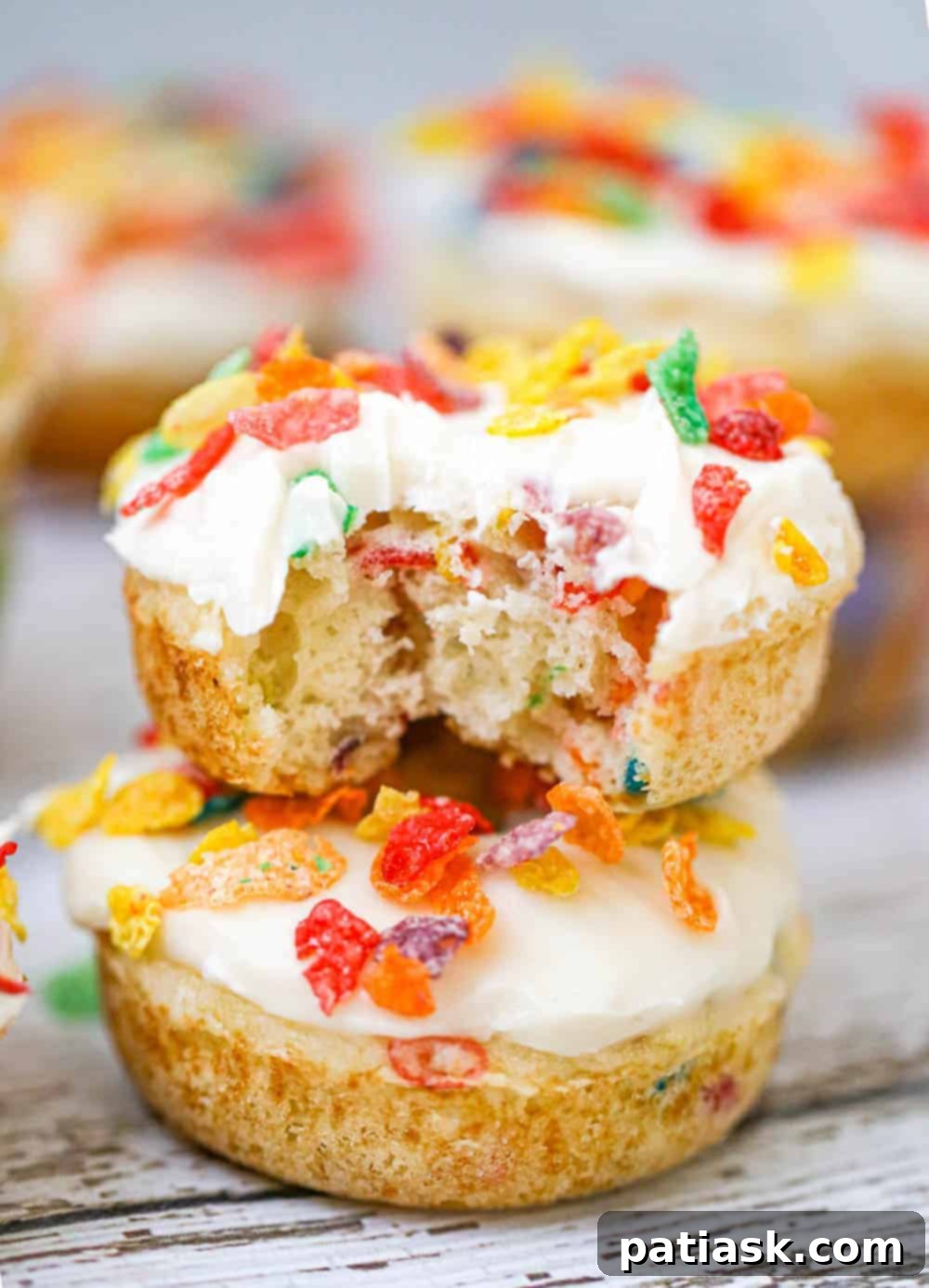Fruity Pebbles Fluffy Baked Donuts recipe