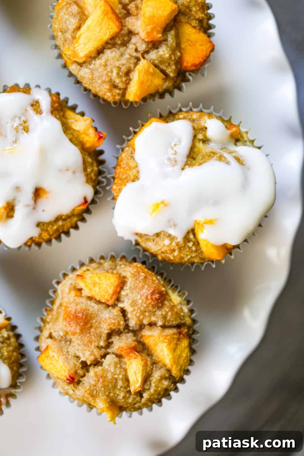 GF Southern Peaches and Cream Muffins with glaze