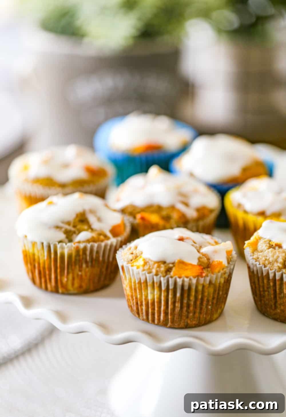 Close-up of peaches and cream muffins