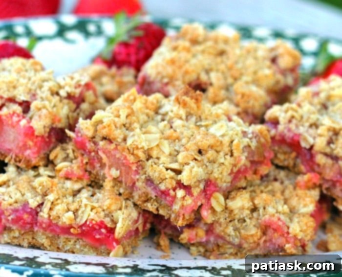 Rustic Strawberry Rhubarb Oat Squares 3 Awesome Strawberry Rhubarb Oatmeal Bars