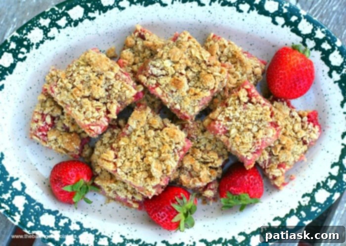Rustic Strawberry Rhubarb Oat Squares 5 Awesome Strawberry Rhubarb Oatmeal Bars