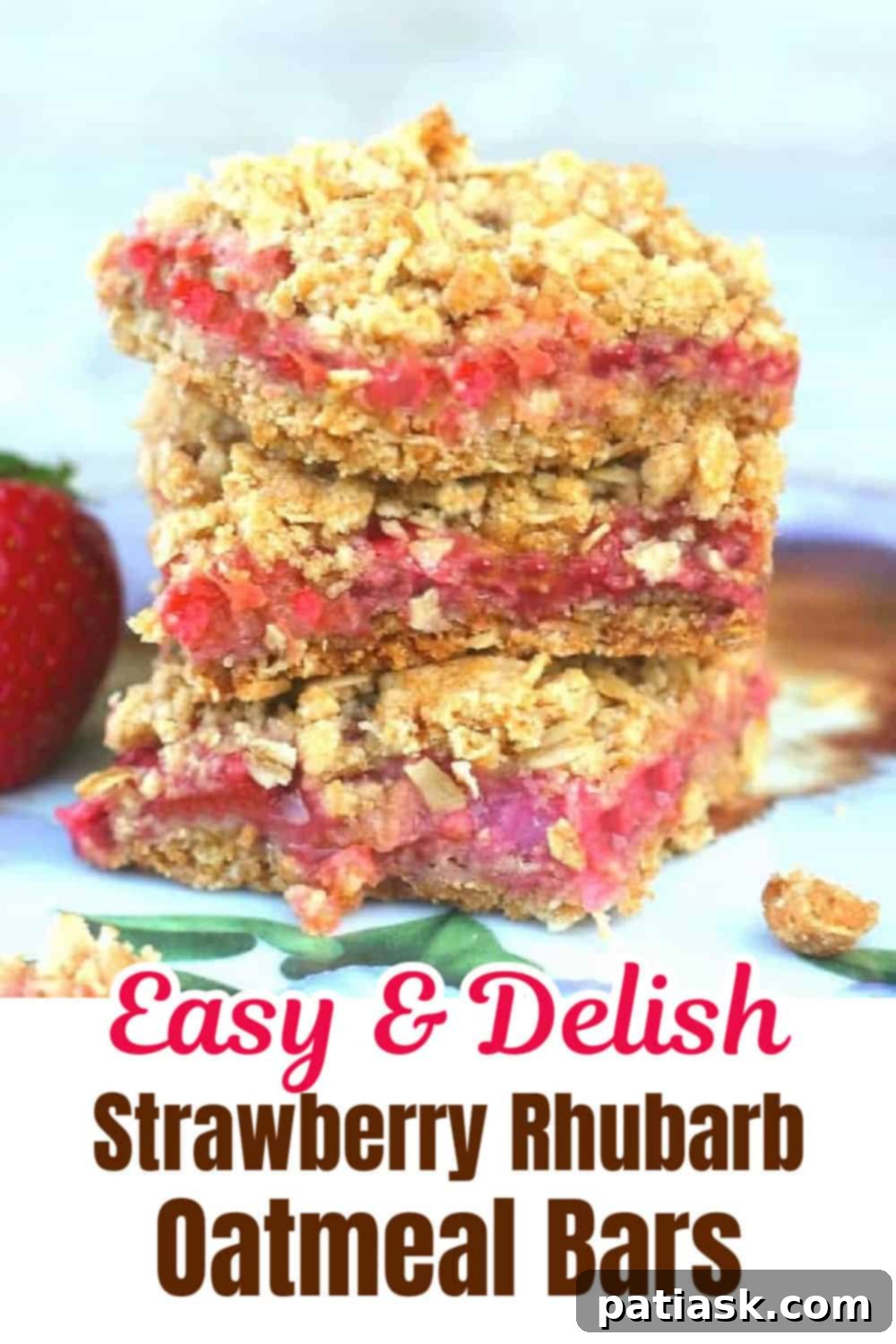 Rustic Strawberry Rhubarb Oat Squares 6 Strawberry Rhubarb Oatmeal Bars