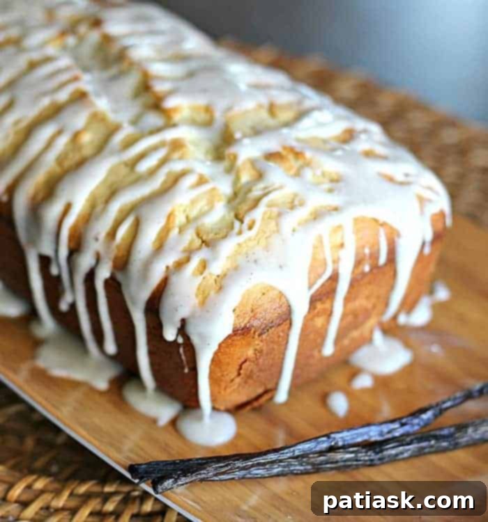 Old-Fashioned Vanilla Bean Cream Cheese Pound Cake, a moist and velvety dessert