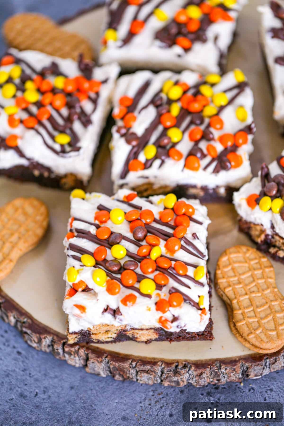 Nutter Butter Peanut Butter Brownie Bliss 3 Close-up of Nutter Butter Peanut Butter Brownie Delight showing the cookie chunks in the brownie