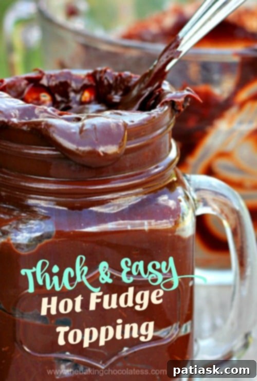 Homemade Thick Hot Fudge Sauce 4 Thick & Easy Hot Fudge Topping on a spoon