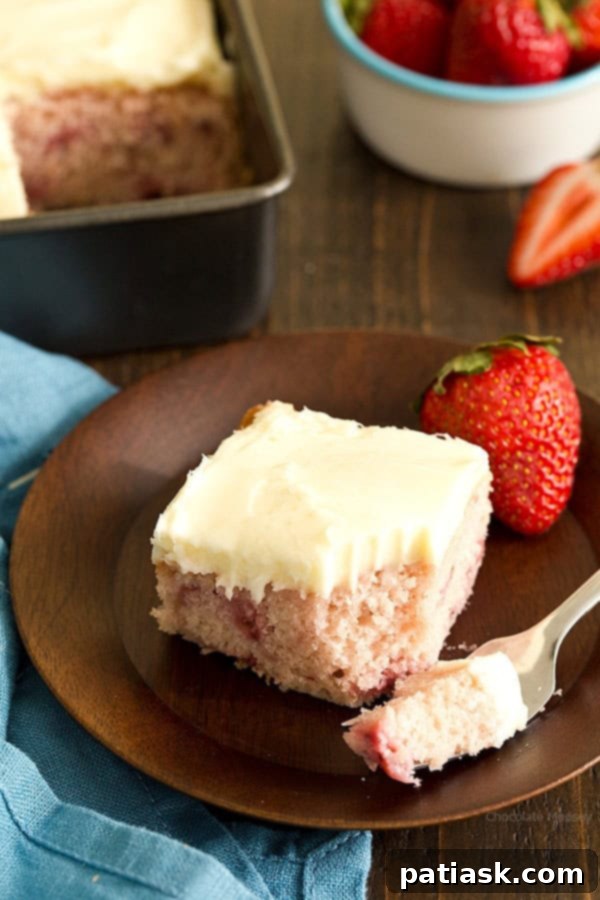 36 Must-Try Snack Cakes for Every Craving 8 Fresh Strawberry Snack Cake with cream cheese frosting