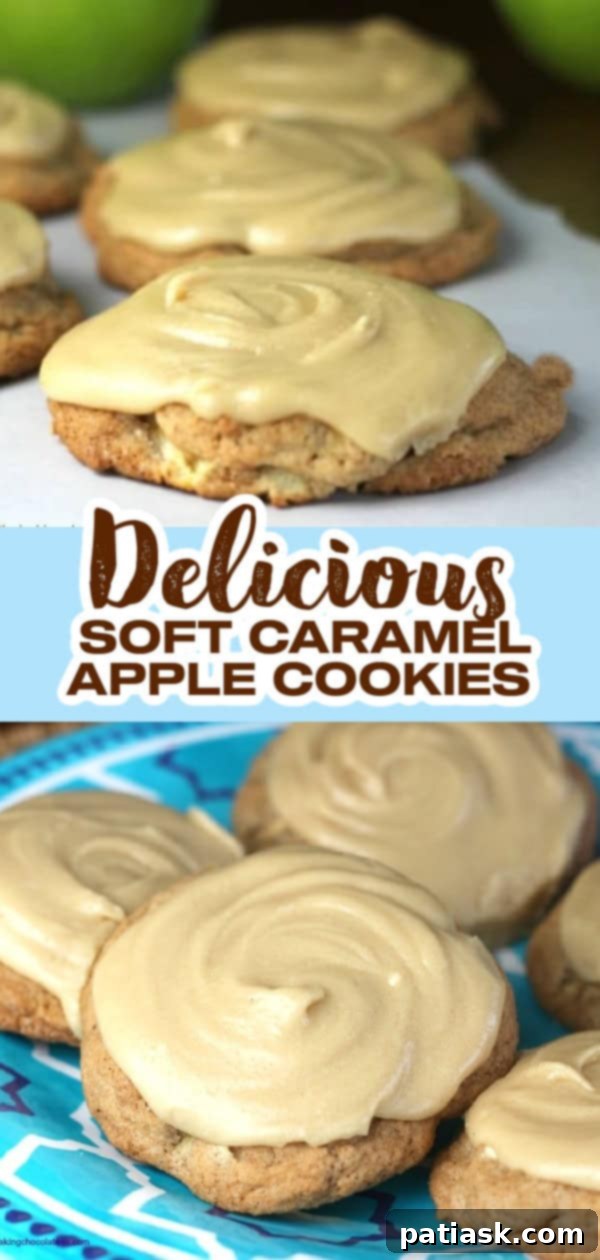 caramel apple drop cookies stack